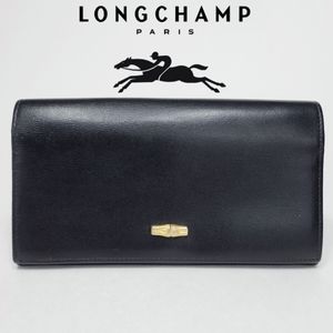 Longchamp Continental Leather Wallet Roseau Clutch